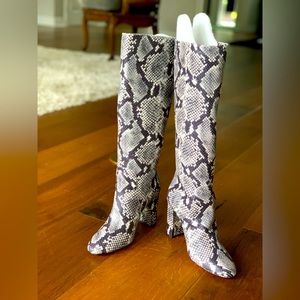 JCrew Full Leather Knee-High Snakeskin boot sz 8 NIB